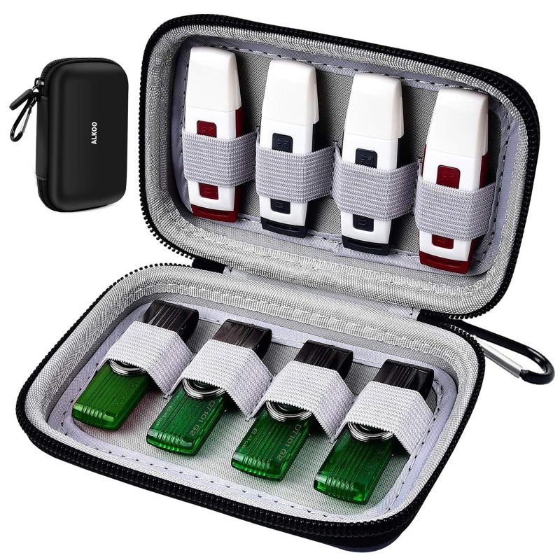 ALKOO USB Flash Drive Organizer Case â€“ Hard Shell Holder for 8 Thumb Drives & SD/Memory Cards â€“ for SanDisk for Samsung - Storage for Students, Photographers & IT Prosâ€“ Travel & Office Use â€“ Bag Only -Black - Image 1